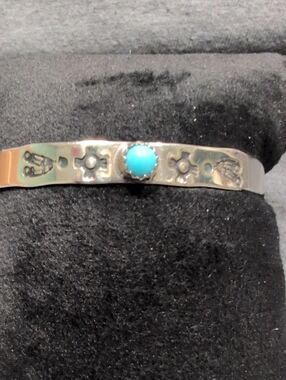 Kids Nickel Silver Cuff with Turquoise Accent By Michelle Cadman